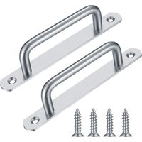 2 Pieces Heavy Duty Barn Door Handles, Steel Sliding Door Handles, Silver Cast Iron Door Handles, Interior and Exterior Door Handles with Screws