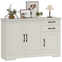 Aparador para Salón Moderno con 3 Puertas 2 Cajones Estante Ajustable para Comedor Entrada 120x38x79 cm Crema