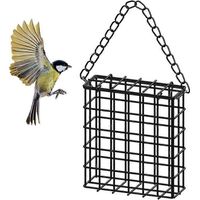 Mangeoire carrée pour oiseaux, mangeoire en cage, mangeoire à fruits et boules de graisse