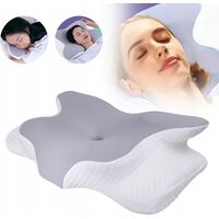 Oreiller cervical ergonomique en mousse à mémoire de forme, idéal pour dormir sur le côté ou sur le dos, gris clair - 1250 g