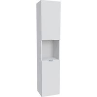 Le Quai Des Affaires – Colonne de salle de bain 2 portes – Niche de rangement – Blanc – Dimensions L35xP30xH165 cm – Poignées métal finition mat – À fixer au mur