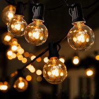 Lanterne d'extérieur, guirlande lumineuse de 7,6 m pour l'intérieur et l'extérieur, avec 25 ampoules LED et 2 pièces de rechange pour la fixation. Idéale pour décorer fêtes, galas, cours et jardins.