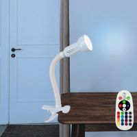 Lampada da tavolo Flexo con morsetto lampada da lettura bianca con morsetto, regolabile con telecomando, 1x LED RGB 4,8W 470Lm bianco caldo, H max