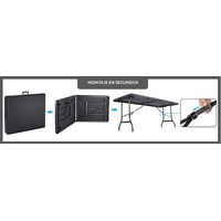 Folding table black rattan look 6ft portable durable