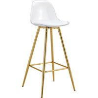 Set di 2 Sgabelli da Bar con Schienale Trasparente e Poggiapiedi, per Cucina, Isola e Caffè, Metallo e Plastica, Oro