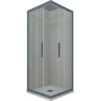 Eck-Duschkabine in PVC 90x90 Klarglas Marineblau Kolors