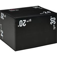 Box Plyo 3 en 1 à 3 Hauteurs, Jumping Box Pliométrique Capacité 120kg, 75x51x61cm, Noir