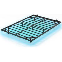 Estructura de cama flotante de metal con luces LED, color negro, 140 x 200 cm