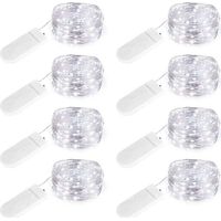 Battery Operated Mini String Lights (Included), Ip65 Waterproof, Cool White, 2m 20 Leds Silver Wire, LED Mini String Lights, Christmas Table Wedding P