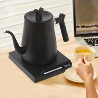 1 litro Pequeños electrodomésticos Hervidor eléctrico inteligente con pico recto Hervidor eléctrico clásico para café Hervidor eléctrico negro mate