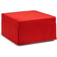 Dmora - Klappbett Dabay, Puff umwandelbar in Einzelbett, 100% Made in Italy, Sitzpuff aus Stoff fürs Wohnzimmer, Cm 80x80h45, Rot