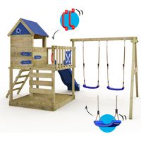 Parque Infantil De Madera Wickey Smart Camp – Torre De 120 Cm Con Tobogán, Columpio, Arenero Y Casita, Para Jardín