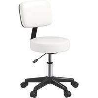 HOMCOM Beautician's Adjustable Swivel Salon Chair Padded Seat Back 5 Wheels White