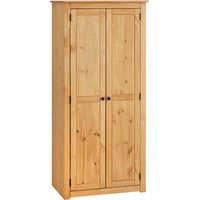 Armoire en pin massif 2 portes battantes – Dimensions 176 x 80 x 50 cm – Finition teintée/cirée – Style rustique naturel – Caro-Möbel