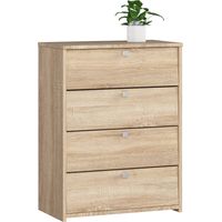 Meuble à chaussures 4 portes chêne sonoma 66 cm – 4 étagères – Dimensions 66x36x85 cm – Panneau stratifié – Finition mate – Abamihome