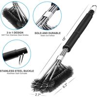 Aiducho – Brosse de nettoyage barbecue 3 en 1 – Poils acier inoxydable – Longue poignée 43.3 cm – Nettoyage rapide et efficace des grils