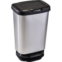 Poubelle À Pédale 40 Litres Avec Fermeture Amortissante 39x29x63,5cm Couleur Argent/Noir Mondex