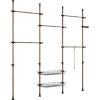 SoBuy Freestanding Coat Rack With 2 Shelves Brown 331,8x37x295cm Functional KLS04-II-BR