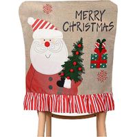 Housse de chaise de Noël avec imprimé Père Noël - Housse de chaise en tissu d'ameublement-53X47CM
