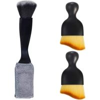 Brush Set - Double-Ended Interior Cleaning Brush With Microfiber And Nylon Bristles For Car Dashboard Keyboard - 3 Pieces