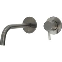 JTP Vos 2-Hole Wall Mounted Basin Mixer Tap with 250mm Slim Spout with Designer Handle - Brushed Black