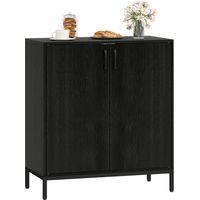 Aparador de Cocina Moderno Aparador para Salón con 2 Puertas Estante Ajustable y Base Elevada 80x40x90 cm Negro