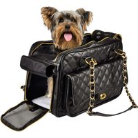 Sac de transport pour petit chien 40 x 22 x 28 cm – Charge max 5 kg – Similicuir rembourré – Sangle de sécurité incluse – Flamingo