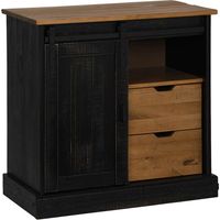 Sideboard/Anrichte/Buffet HALDEN mit Schiebetür Schwarz 80x40x80 cm Massivholz LXWW614891