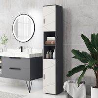 Meuble de salle de bain. Armoire de salle de bain. Étagères réglables. Panneaux de particules. Gris clair.