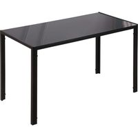 Mesa de Cocina de Cristal para 4-6 Personas con Patas de Metal Multifuncional para Cocina Salón 120x60x75 cm Negro