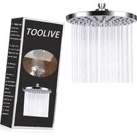 Round Rain Shower Heads, Fixed Rainfall Shower Head 8 Inch, Ultra Thin Powerful High Pressure Overhead Showerhead, 304 Stainless Steel, Chrome