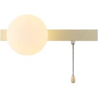 Applique murale globe en verre avec interrupteur à chaînette, longue base rectangulaire en métal, éclairage pour tableaux