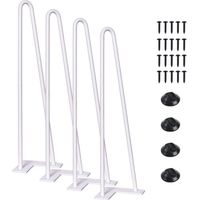 Yongqing – Pieds de table en épingles à cheveux – Lot de 4 – Hauteur 41 cm – Acier blanc – Fixation facile pour tables basses