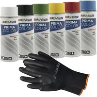 vasalat Dupli-Color Sprühlack Set Prima - 6 verschiedene Farben - Farbspray blau/grün/weiß/schwarz/gelb/rot - Lackspray glänzend, 6 Spraydosen