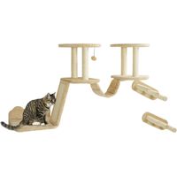 Katzentreppen-Set, Wand- und Deckenmontage, für Katzen bis 5 kg, Beige