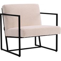 Sessel Kennedy aus Metall mit Bouclé-Stoff- 73. 5 x 75.5 x 81 cm - Creme