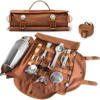 Mallette de barman, kit de barman portable pour les voyages, mallette de mixologie pour la préparation de cocktails à la maison, au travail ou en soirée (sac uniquement).