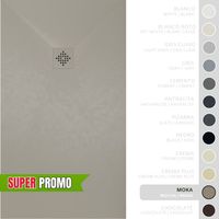 SOULBATH Plato de Ducha - Resina - Gel Coat - Textura Liso/Piedra - Antideslizante - Color Moka - 120x80- Extraplano 3cm. Incluye Válvula desagüe y Rejilla - REJILLA MISMO COLOR