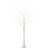 Bouleau décoratif de 180 cm de haut avec 96 LED blanc chaud IP44, 22 x 22 x 180 cm, blanc