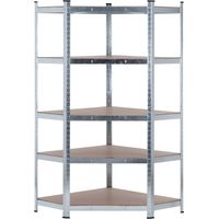 7house Modulares Eckregal aus Metall mit 5 Ablagen, Tragkraft 875 kg, Silber, 80 x 40 x 180 cm