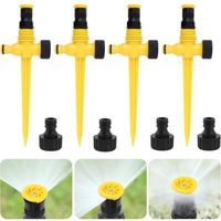 Lot de 4 arroseurs automatiques 360° - Asperseur d'arrosage réglable avec brumisateur - Système d'irrigation pour pelouse et Jardin - Raccord Rapide - Arrosage extérieur Automatique