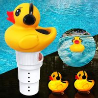 Diffuseur Chlore Piscine,Distributeur Chlore Flottant Diffuseur de Chlore pour Piscine,Flotteur Piscine Chlore avec Lumière Solaire,Grand Distributeur Piscine Support 6 x 3"Comprimés (Canard)