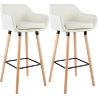 Set da 2 sgabelli da bar Grant in ecopelle crema