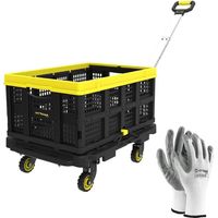 CARRELLO PORTATUTTO CON MANICO TELESCOPICO FOLD FLAT + CESTA PIEGHEVOLE FOLD BOX HYTAMA + GUANTI