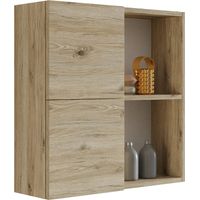 Mama Store Atena Pensile Doppio 2 Ante con vani a Giorno, Quercia Naturale, L.71 x P.22 x H71 CM