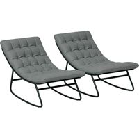 Outsunny – Lot de 2 fauteuils à bascule extérieur – Cadre acier revêtu – Assise en tissu textilène respirant – Coussins épais gris
