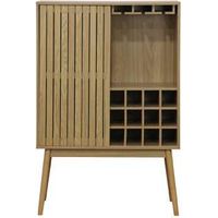 Mueble Botellero bajo Trend 1 puerta corredera acabado chapa de fresno, 120cm(alto) 80cm(ancho) 40cm(fondo).