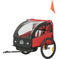 Remolque bicicleta niños +18 meses cinturón seguridad amortiguador rojo 140x88x90 cm