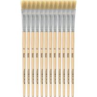 Idena 90100 - Pinceaux de soie, taille 16, avec manche en bois non verni, set de 12, Pinceaux de peinture pour ecoliers Hobbykunstler