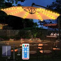 Éclairage solaire pour parasol - 104 LED - 8 modes - Guirlande lumineuse solaire pour parasol de terrasse - Avec télécommande